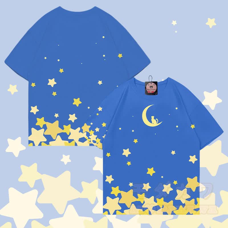 MODAKAWA T-Shirt mit Allover-Print von Sternen und Mond - Dunkelblau - 5XL - image 2