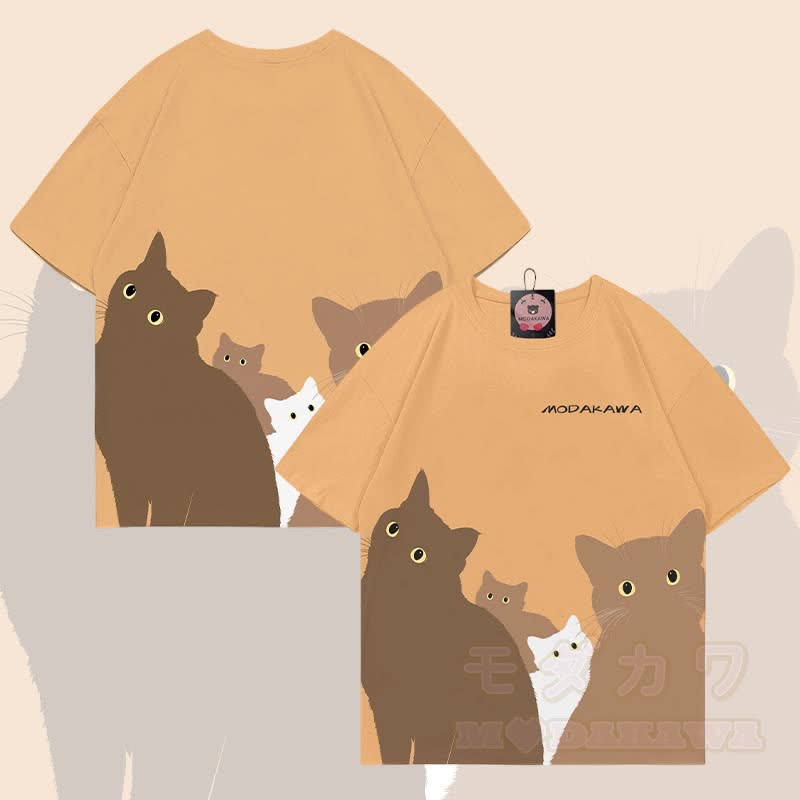 MODAKAWA Katzen-T-Shirt mit Allover-Print - Khaki - 5XL - image 2