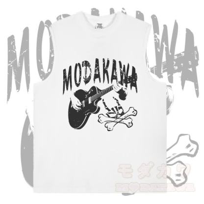 MODAKAWA Ärmelloses T-Shirt mit Gitarrenschädel-Grafik - Weiß - 2XL - image 2