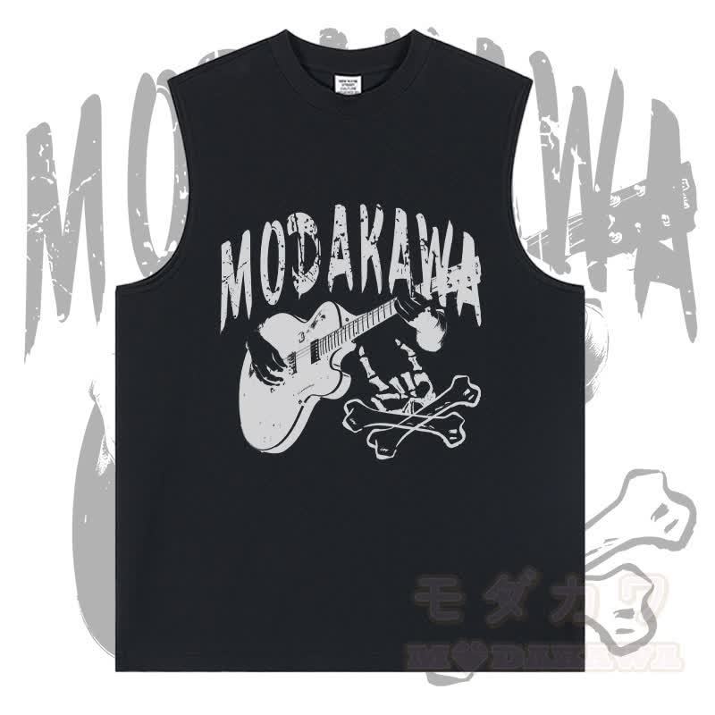 MODAKAWA Ärmelloses T-Shirt mit Gitarrenschädel-Grafik - Schwarz - 2XL - image 1
