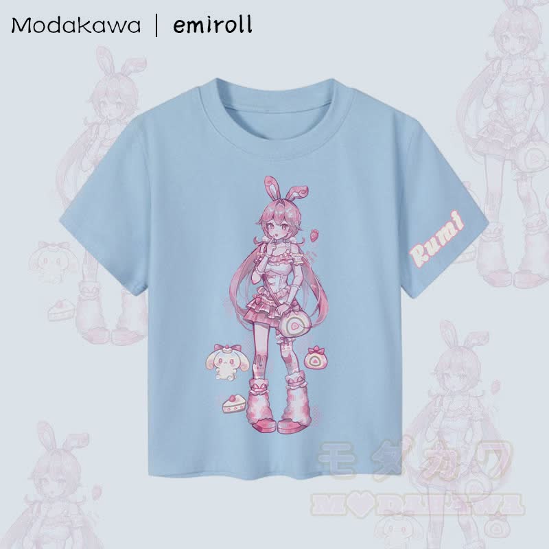 MODAKAWA X emiroll Rumi Graphic Damen Crop-Top aus 92 % gekämmter Baumwolle - Blau - XL - image 2