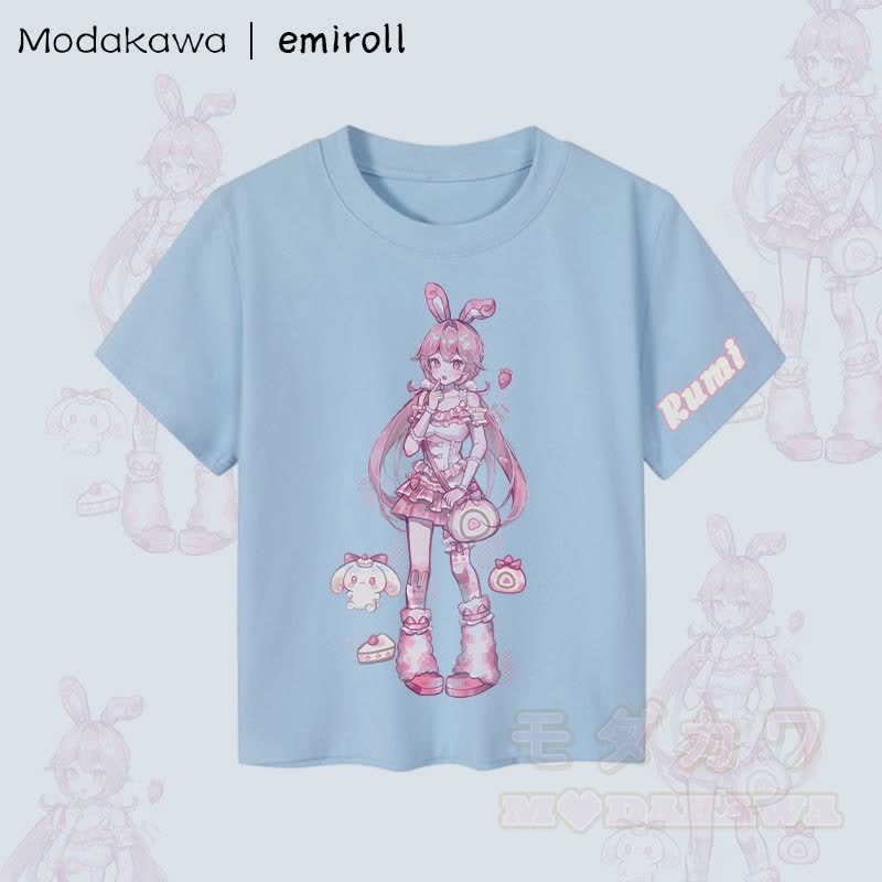 MODAKAWA X emiroll Rumi Graphic Damen Crop-Top aus 92 % gekämmter Baumwolle - Blau - XL - image 2