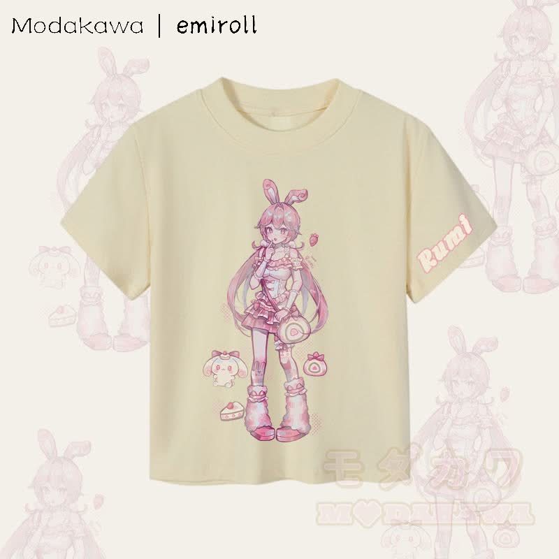 MODAKAWA X emiroll Rumi Graphic Damen Crop-Top aus 92 % gekämmter Baumwolle - Aprikose - XL - image 1