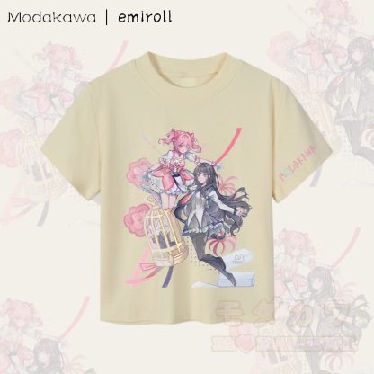 MODAKAWA X emiroll Madoka Homura Grafik Damen Cropped T-Shirt 92% gekämmte Baumwolle - Aprikose - XL - image 2