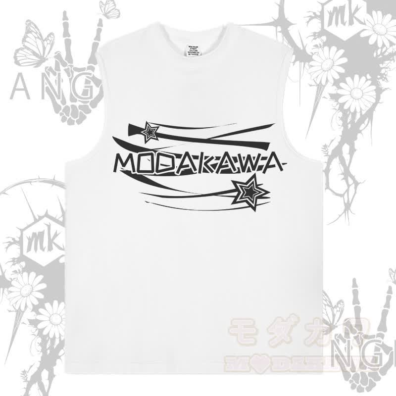 MODAKAWA Ärmelloses T-Shirt mit Sternenbuchstaben-Grafik - Weiß - 2XL - image 2