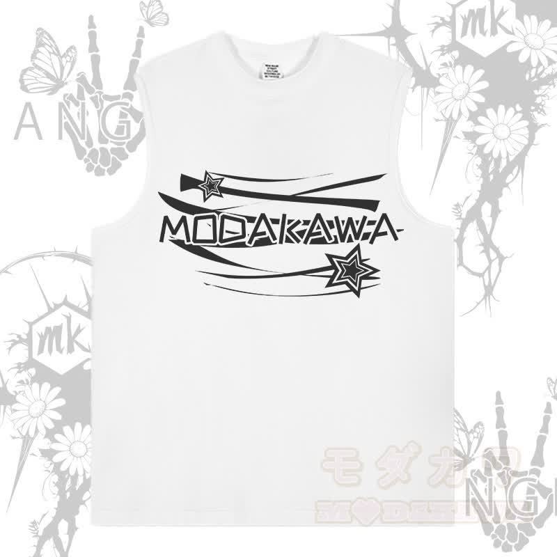 MODAKAWA Ärmelloses T-Shirt mit Sternenbuchstaben-Grafik - Weiß - 2XL - image 2