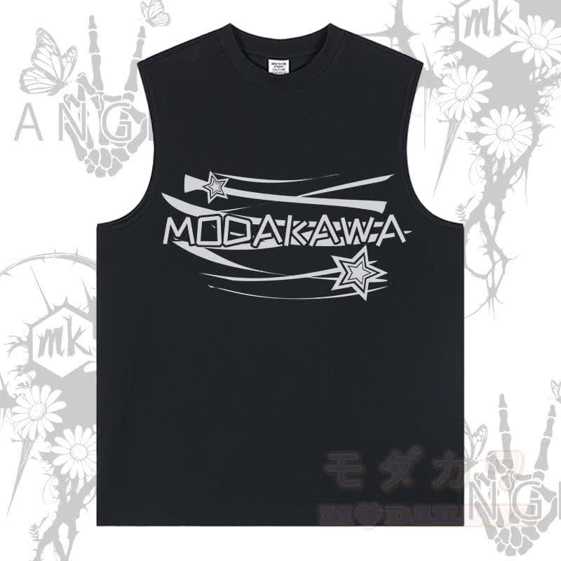 MODAKAWA Ärmelloses T-Shirt mit Sternenbuchstaben-Grafik - Schwarz - 2XL - image 1