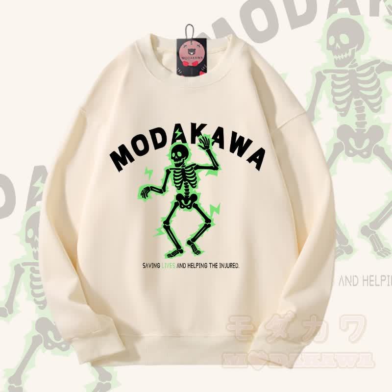 MODAKAWA Unisex-Sweatshirt mit elektrisiertem Totenkopf-Motiv - Beige - 5XL - image 1