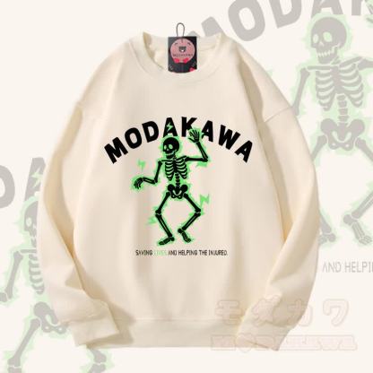 MODAKAWA Unisex-Sweatshirt mit elektrisiertem Totenkopf-Motiv - Beige - 5XL - image 1