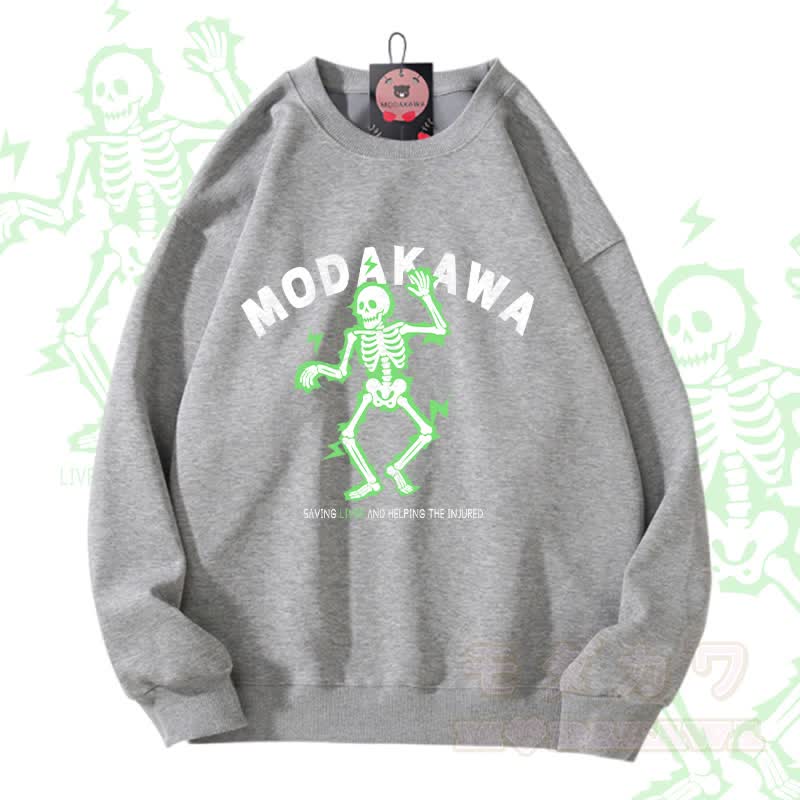 MODAKAWA Unisex-Sweatshirt mit elektrisiertem Totenkopf-Motiv - Grau B - 5XL - image 7