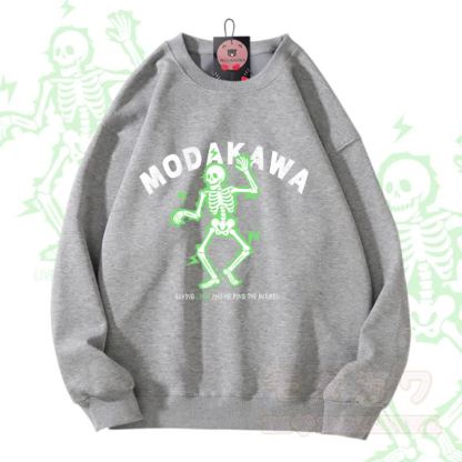 MODAKAWA Unisex-Sweatshirt mit elektrisiertem Totenkopf-Motiv - Grau B - 5XL - image 7