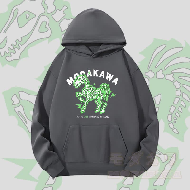 MODAKAWA Hoodie mit elektrisiertem Pferdemotiv (schwere Ausführung) - Dunkelgrau - 2XL - image 2