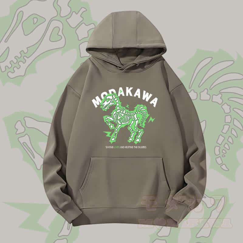 MODAKAWA Hoodie mit elektrisiertem Pferdemotiv (schwere Ausführung) - Taupe - 2XL - image 1