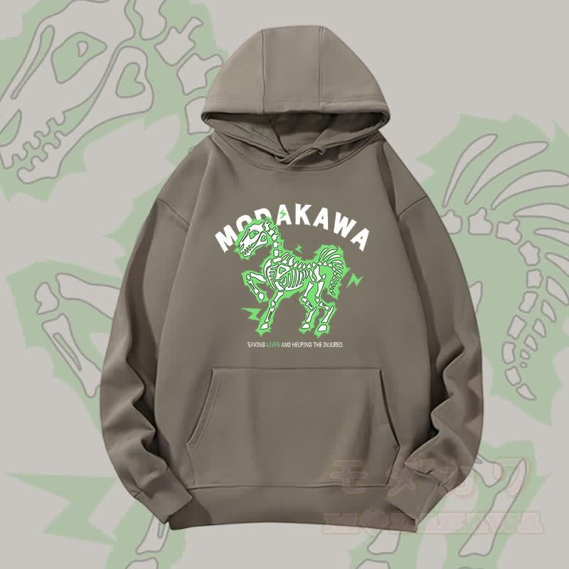 MODAKAWA Hoodie mit elektrisiertem Pferdemotiv (schwere Ausführung) - Taupe - 2XL - image 1