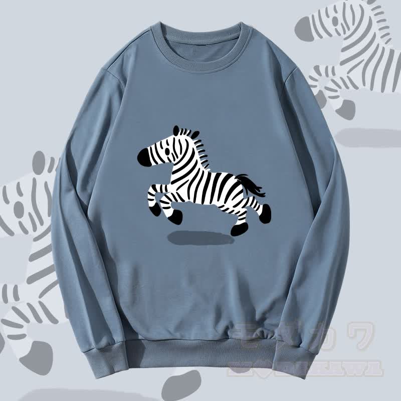MODAKAWA Unisex-Sweatshirt mit Zebra-Laufmotiv - Staubiges Blau - 5XL - image 2