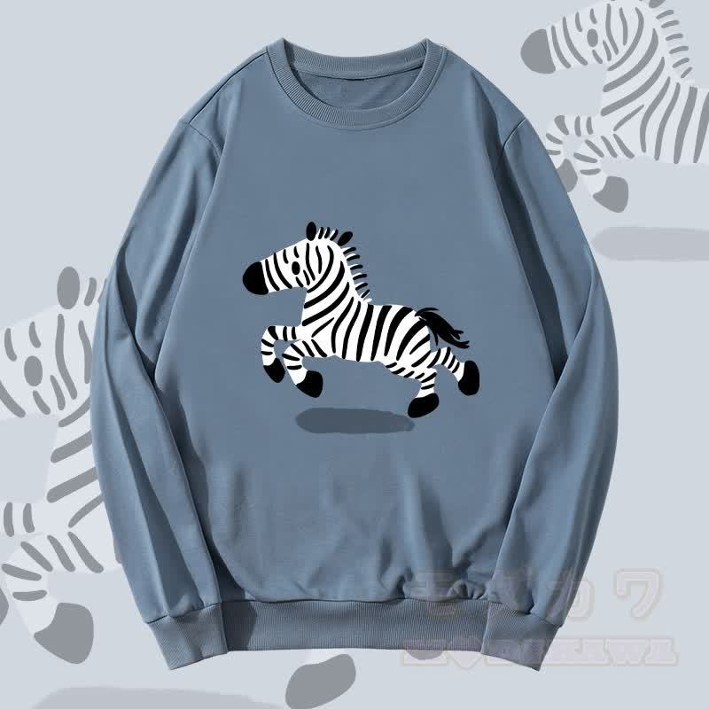 MODAKAWA Unisex-Sweatshirt mit Zebra-Laufmotiv - Staubiges Blau - 5XL - image 2