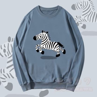 MODAKAWA Unisex-Sweatshirt mit Zebra-Laufmotiv - Staubiges Blau - 5XL - image 2