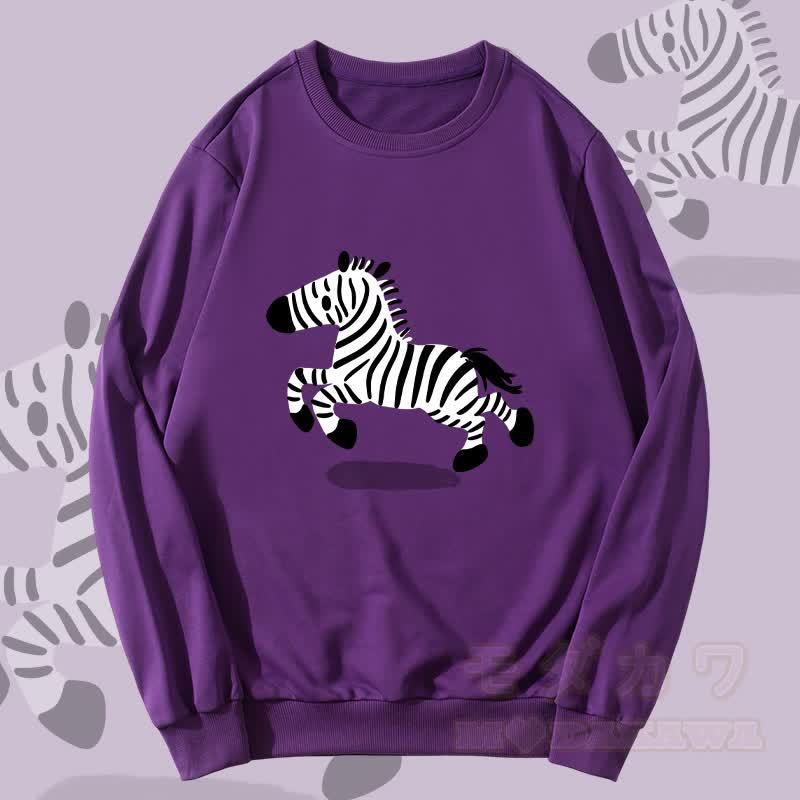 MODAKAWA Unisex-Sweatshirt mit Zebra-Laufmotiv - Dunkelviolett - 5XL - image 1