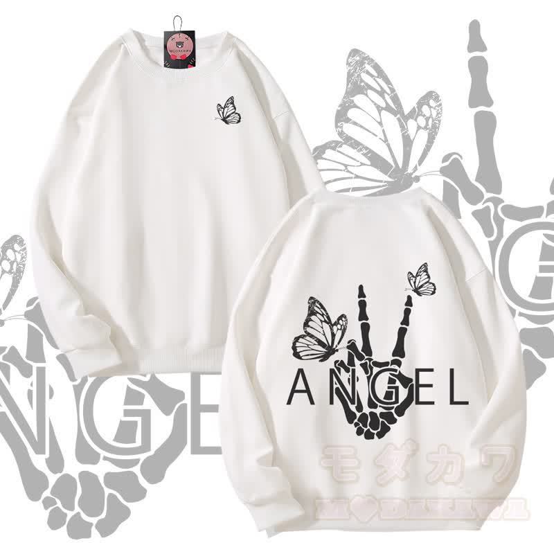 MODAKAWA ANGEL Unisex-Sweatshirt mit Skeletthand-Grafik - Weiß - 5XL - image 3