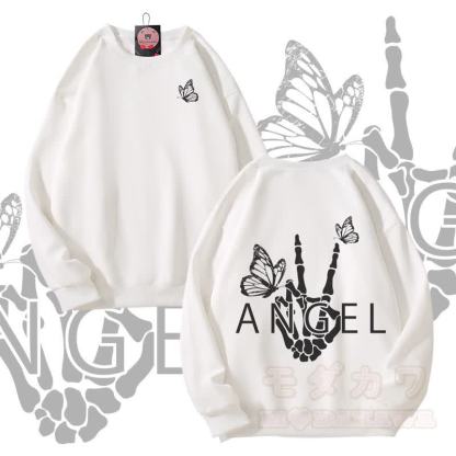MODAKAWA ANGEL Unisex-Sweatshirt mit Skeletthand-Grafik - Weiß - 5XL - image 3