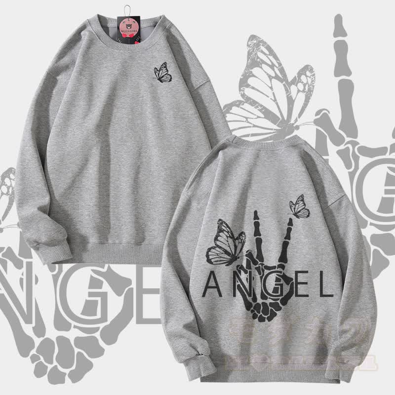 MODAKAWA ANGEL Unisex-Sweatshirt mit Skeletthand-Grafik - Grau - 5XL - image 2