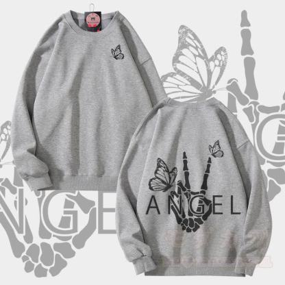 MODAKAWA ANGEL Unisex-Sweatshirt mit Skeletthand-Grafik - Grau - 5XL - image 2
