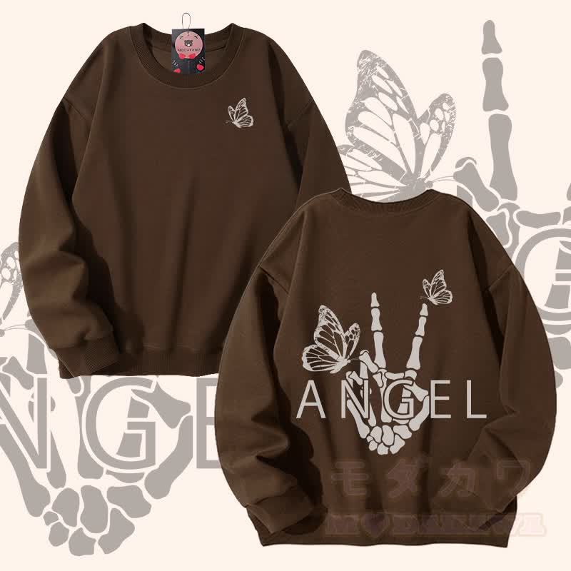 MODAKAWA ANGEL Unisex-Sweatshirt mit Skeletthand-Grafik - Braun - 5XL - image 1