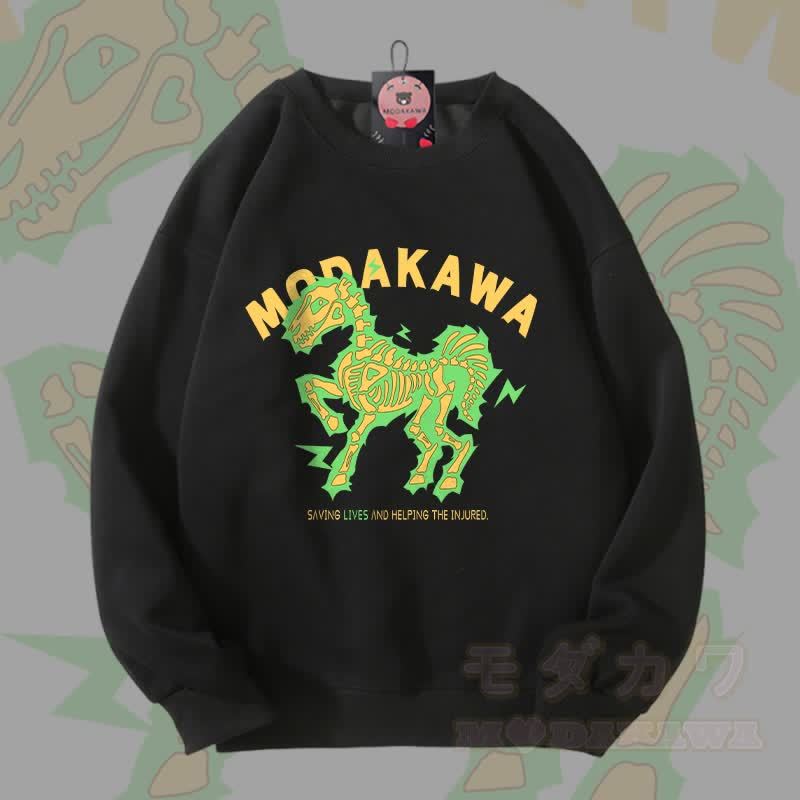 MODAKAWA Unisex-Sweatshirt mit elektrisiertem Pferdemotiv - Schwarz A - 5XL - image 3