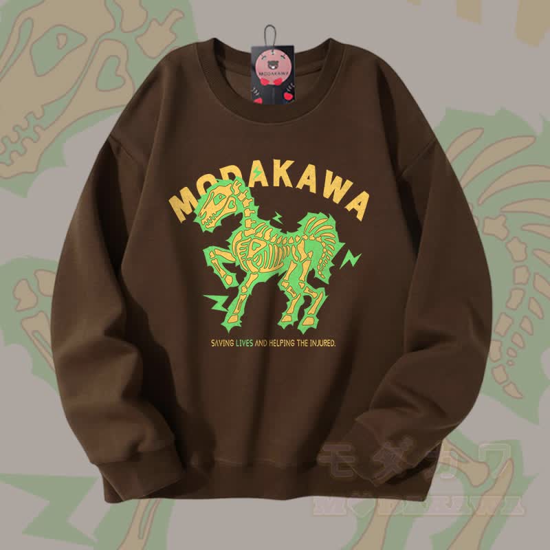 MODAKAWA Unisex-Sweatshirt mit elektrisiertem Pferdemotiv - Braun - 5XL - image 1