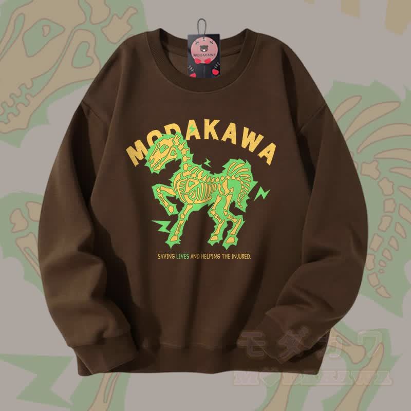 MODAKAWA Unisex-Sweatshirt mit elektrisiertem Pferdemotiv - Braun - 5XL - image 1