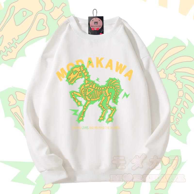 MODAKAWA Unisex-Sweatshirt mit elektrisiertem Pferdemotiv - Weiß A - 5XL - image 4