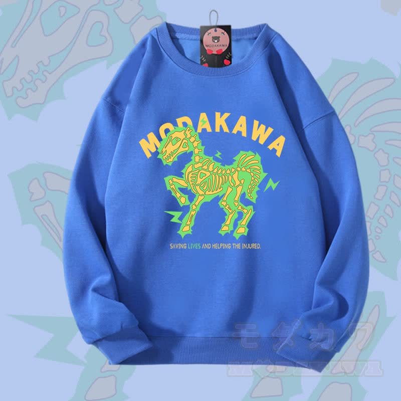MODAKAWA Unisex-Sweatshirt mit elektrisiertem Pferdemotiv - Königsblau - 5XL - image 2