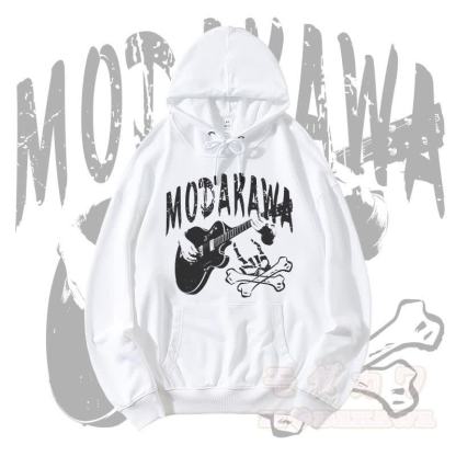 MODAKAWA Streetwear Pullover Hoodie mit Gitarrenschädel-Grafik - Weiß - 5XL - image 2
