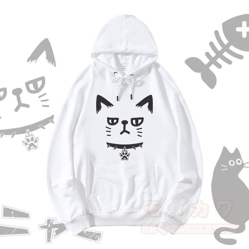MODAKAWA Streetwear Pullover Hoodie mit Katzenmotiv - Weiß - 5XL - image 1