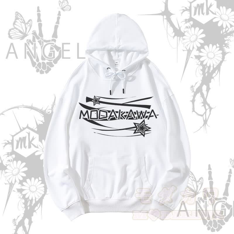 MODAKAWA Streetwear Pullover Hoodie mit Sternenbuchstaben-Grafik - Weiß - 5XL - image 2