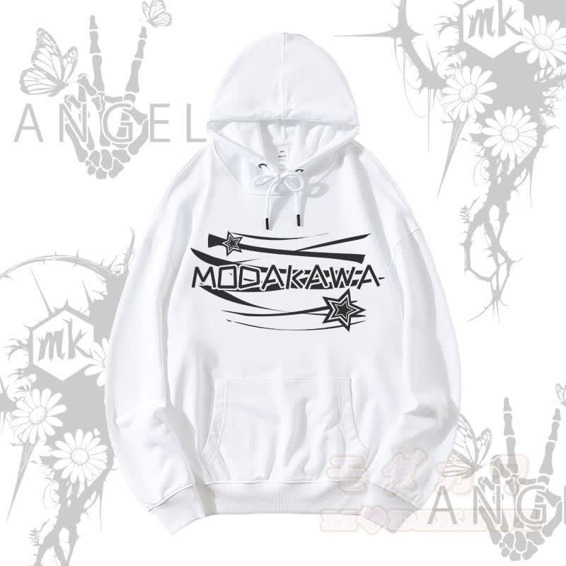 MODAKAWA Streetwear Pullover Hoodie mit Sternenbuchstaben-Grafik - Weiß - 5XL - image 2