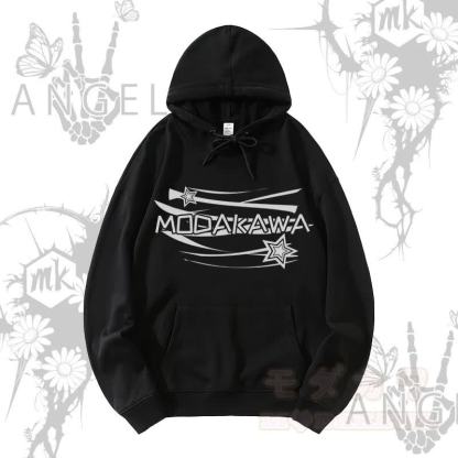 MODAKAWA Streetwear Pullover Hoodie mit Sternenbuchstaben-Grafik - Schwarz - 5XL - image 1