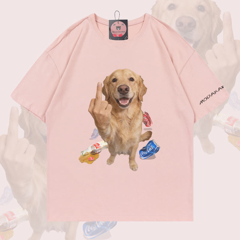 MODAKAWA Defiant Dog Grafik-T-Shirt - Pink - 5XL - image 2