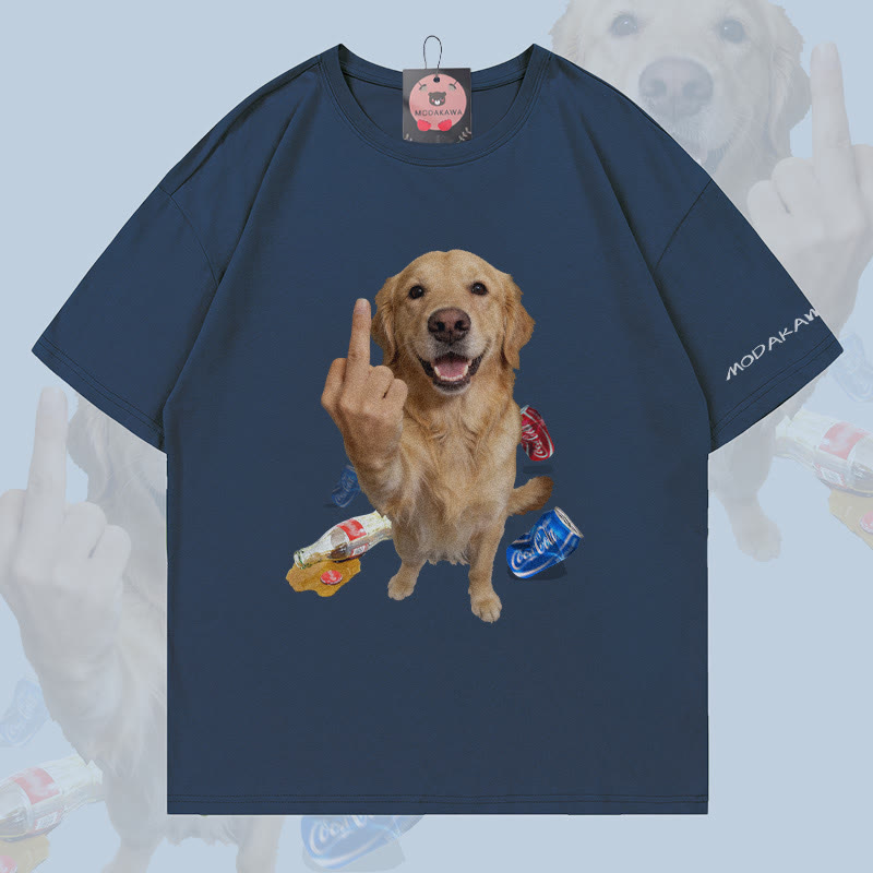 MODAKAWA Defiant Dog Grafik-T-Shirt - Purplish Blue - 5XL - image 1