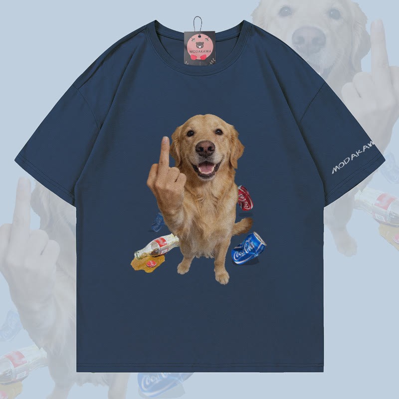 MODAKAWA Defiant Dog Grafik-T-Shirt - Purplish Blue - 5XL - image 1