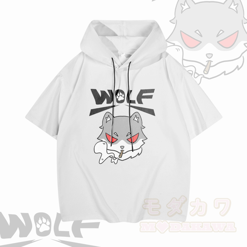 MODAKAWA Smoking Wolf Grafik-Kurzarm-Hoodie - Weiß - 3XL - image 2