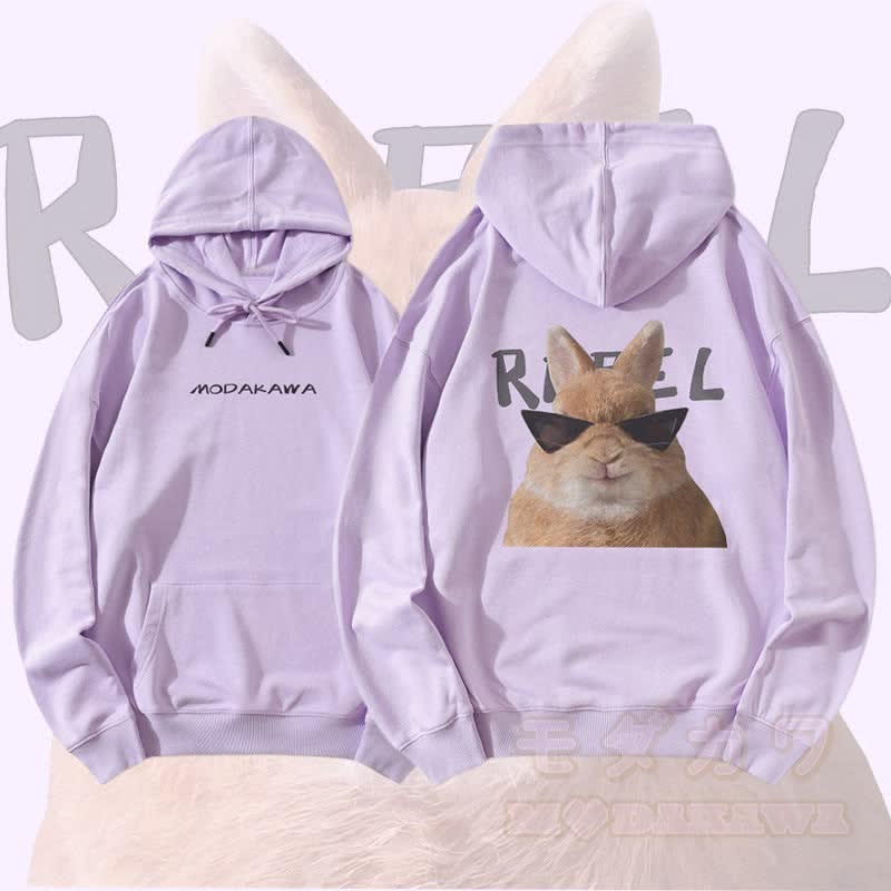 MODAKAWA Sonnenbrillen-Hasen-Grafik Streetwear Pullover Hoodie - Lila - 5XL - image 2