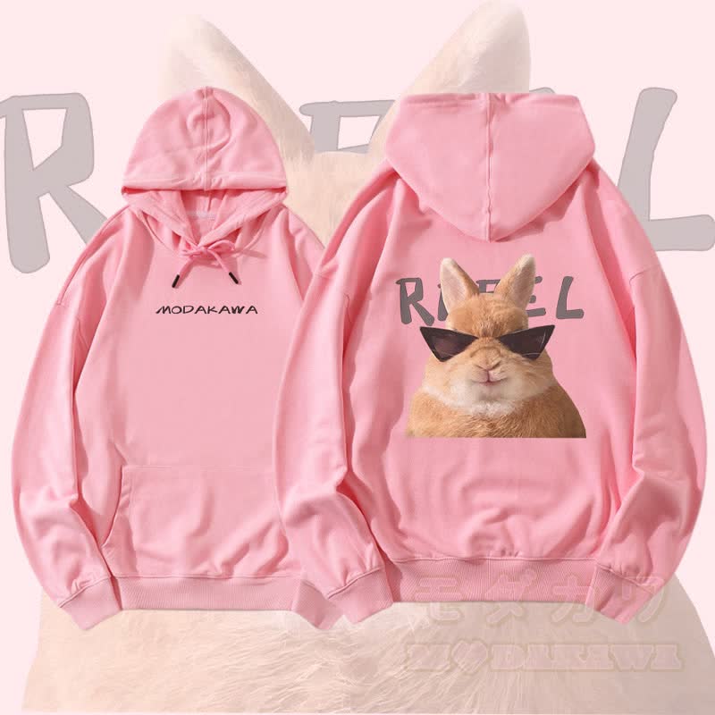 MODAKAWA Sonnenbrillen-Hasen-Grafik Streetwear Pullover Hoodie - Rosa - 5XL - image 1