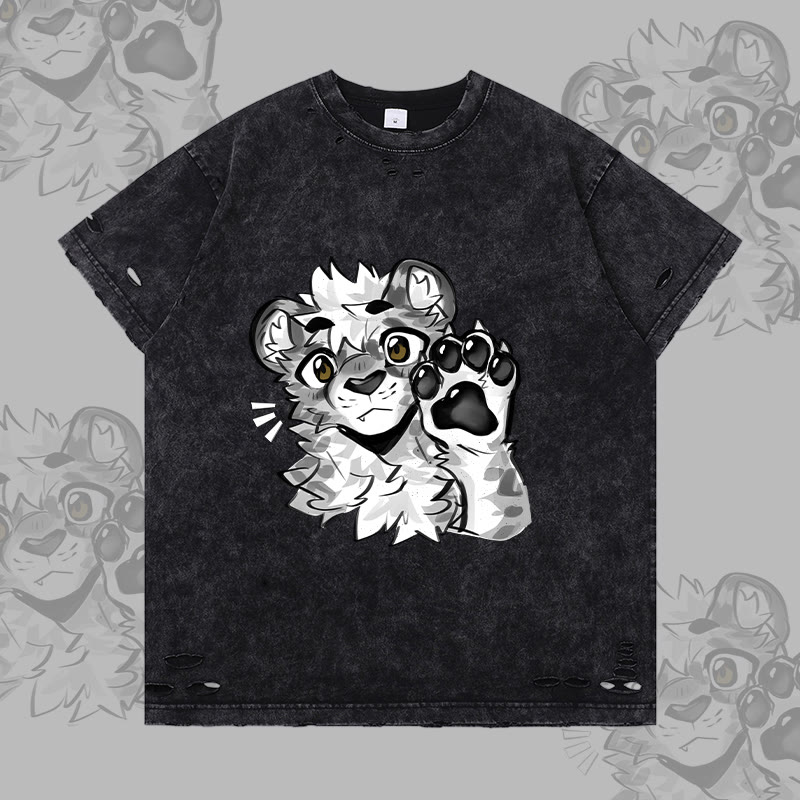 MODAKAWA X atka Tiger Paw Wave Graphic Ripped T-Shirt - Black - 2XL - image 1