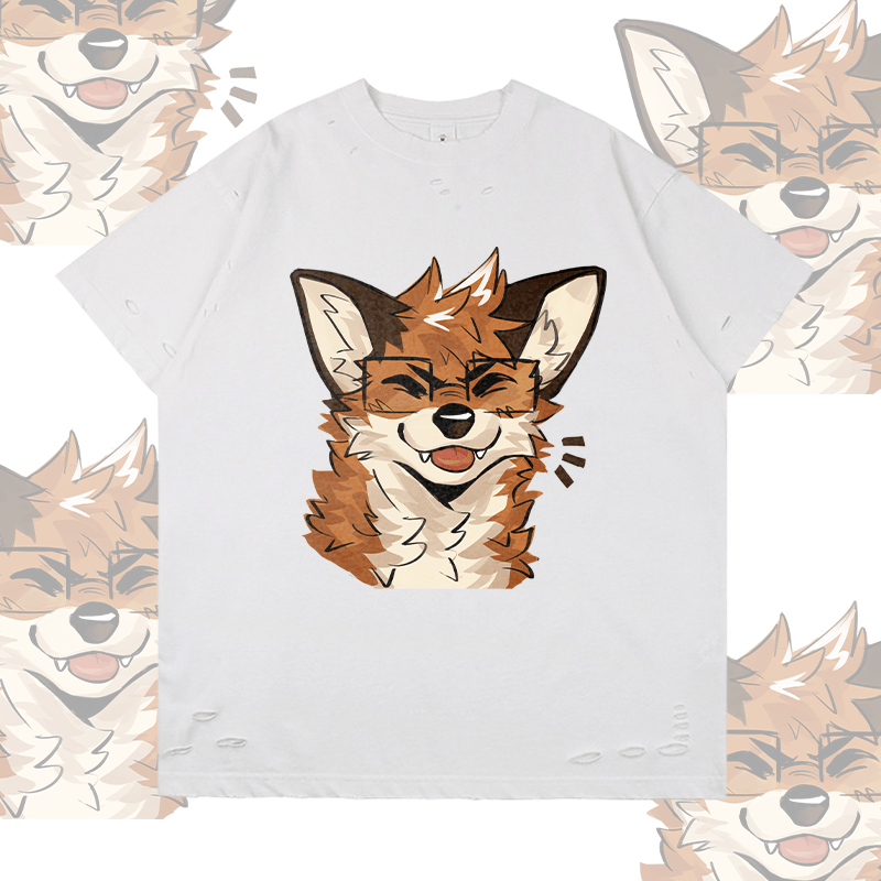 MODAKAWA X atka Fuchs mit Brille Grafik Zerrissenes T-Shirt - White - 2XL - image 4