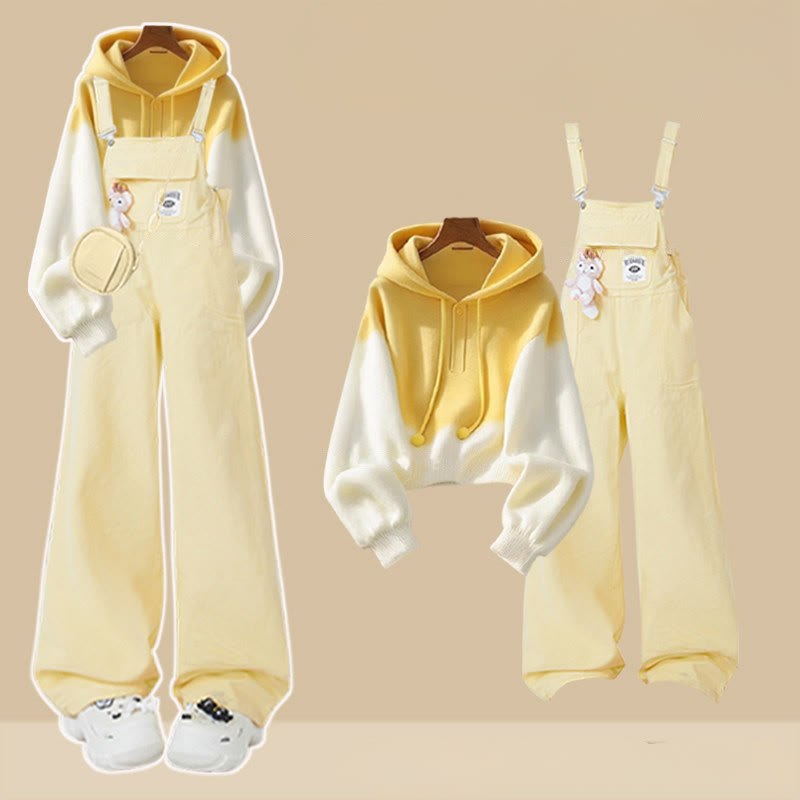 Farbverlauf-Hoodie, Jeans-Latzhose, passendes Outfit - Set A - 3XL - image 1