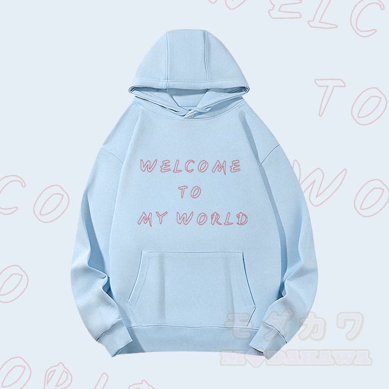 MODAKAWA WILLKOMMEN IN MEINER WELT Grafik-Hoodie (schwer) - Blau - 2XL - image 1