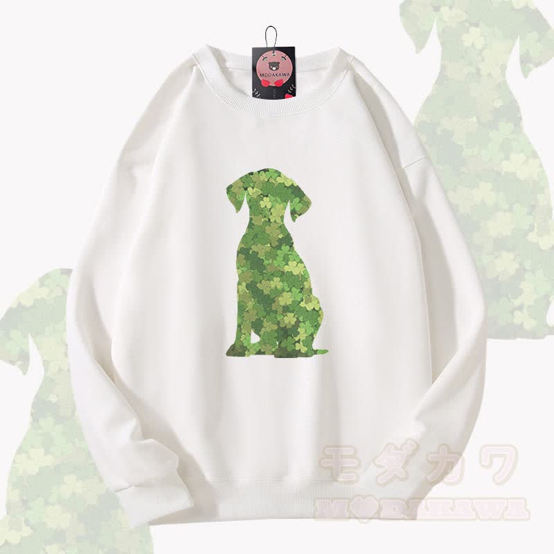 MODAKAWA Unisex-Sweatshirt mit Kleeblatt-Hundemotiv - Weiß - 5XL - image 2