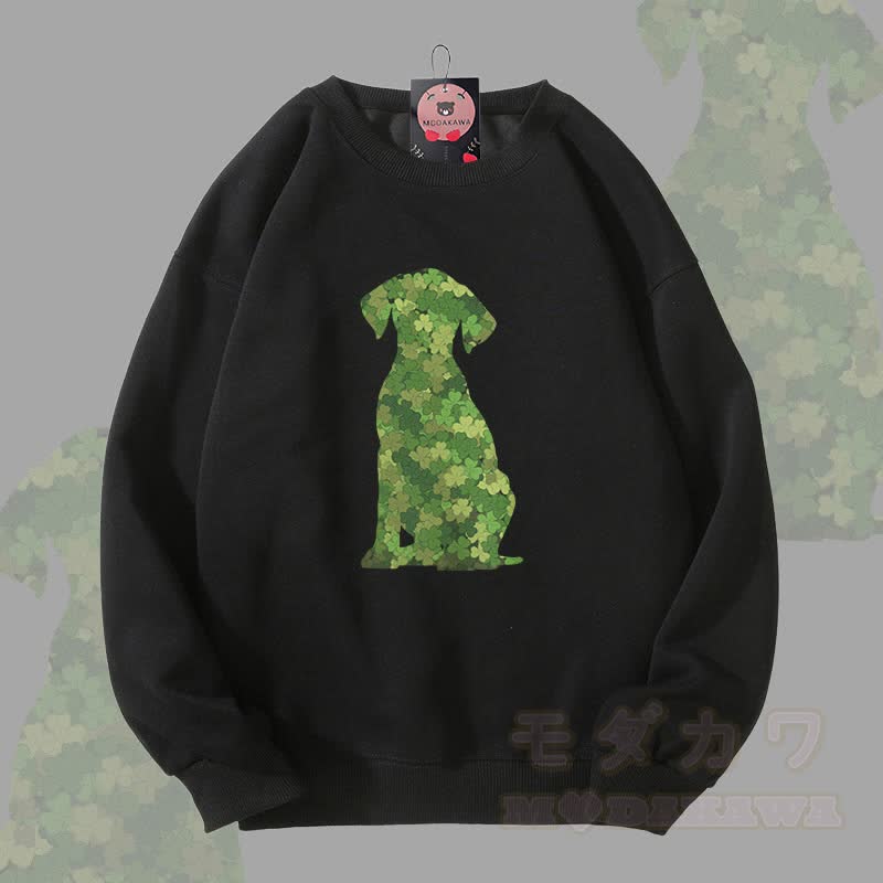 MODAKAWA Unisex-Sweatshirt mit Kleeblatt-Hundemotiv - Schwarz - 5XL - image 1