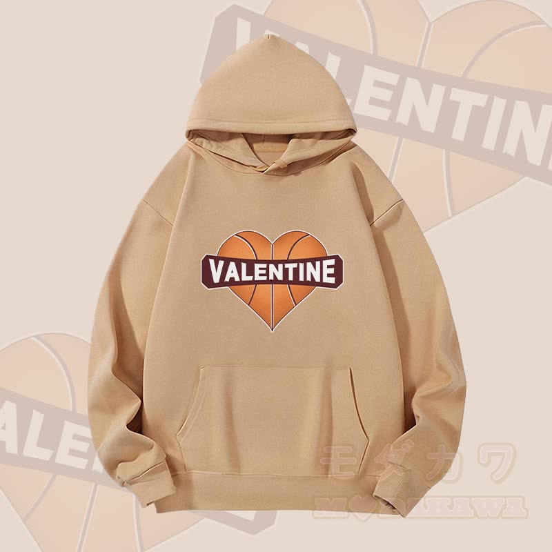 MODAKAWA VALENTINE Herzförmiger Basketball-Grafik-Hoodie (schwer) - Khaki - 2XL - image 1